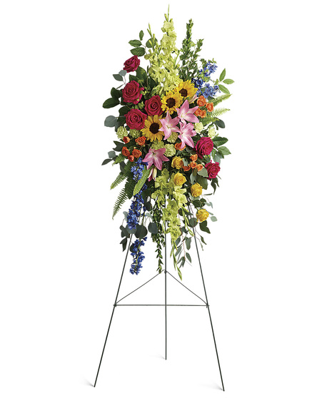 Standing Spray - Yellow, Orange, Pink, Blue Flowers