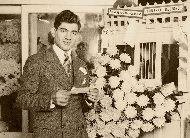 A member of our staff hand-writing a greeting card, some time in the 1950s